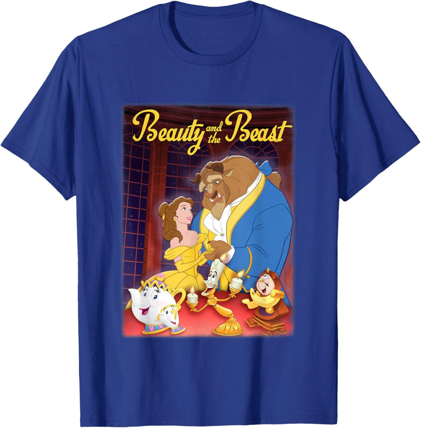Disney Beauty and The Beast Distressed Movie Poster T-Shirt - T-Shirt | Royal