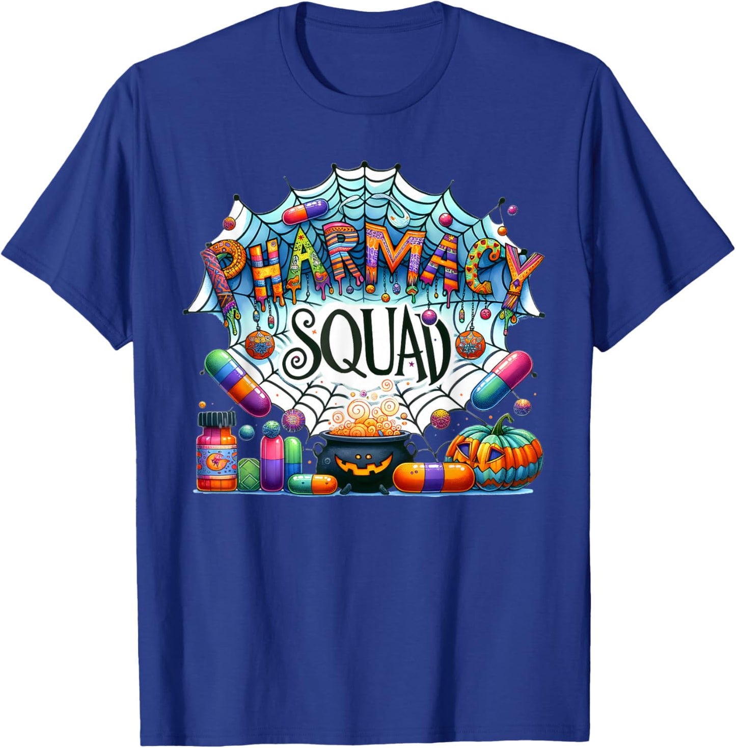 Funny Pharmacy Squad Technician Pumpkin Halloween T-Shirt - T-Shirt | Royal