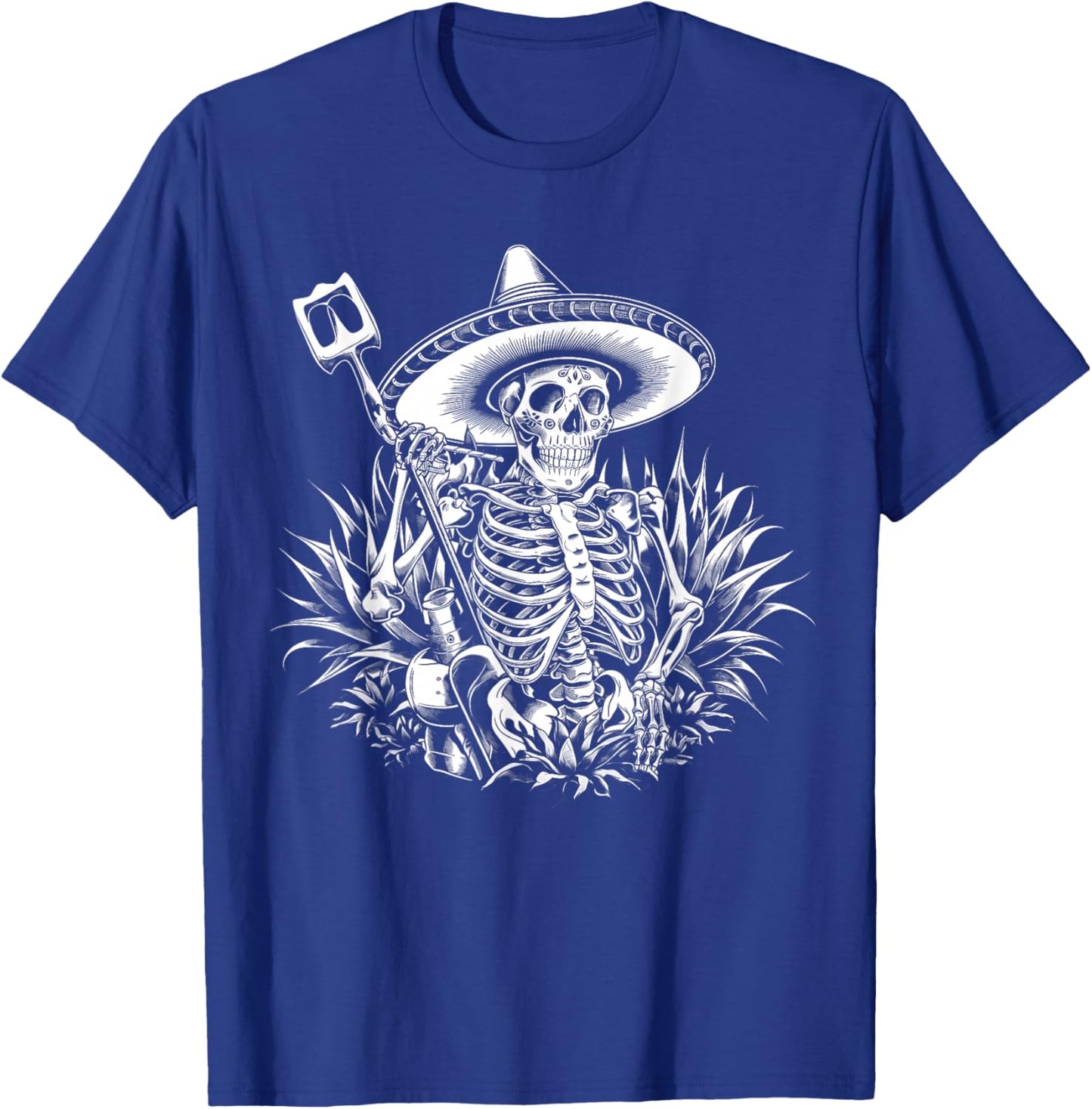 Mexico Vintage Skeleton Tequila Dia De Los Muertos Mexican T-Shirt - T-Shirt | Royal