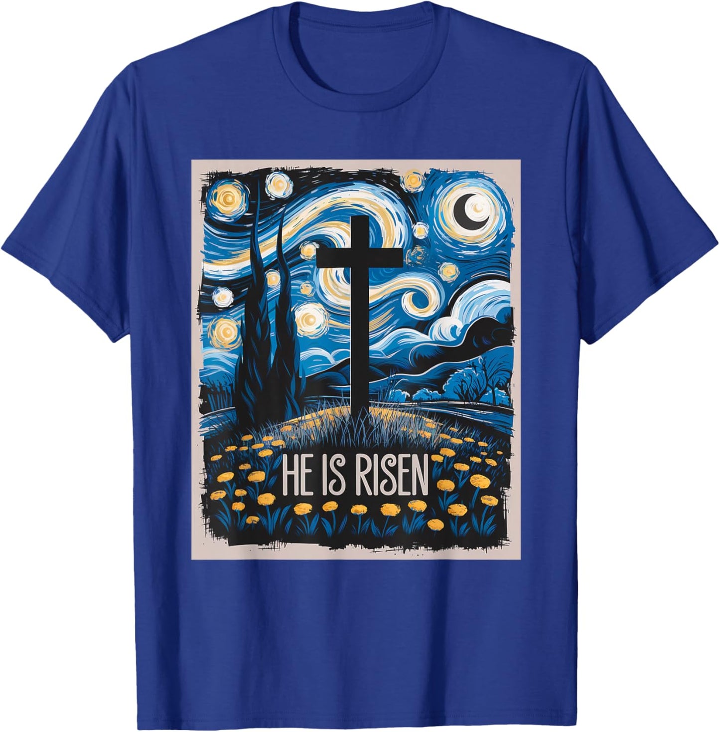 Starry Night Jesus Art Spiritual Christian Faith Easter T-Shirt - T-Shirt | Royal