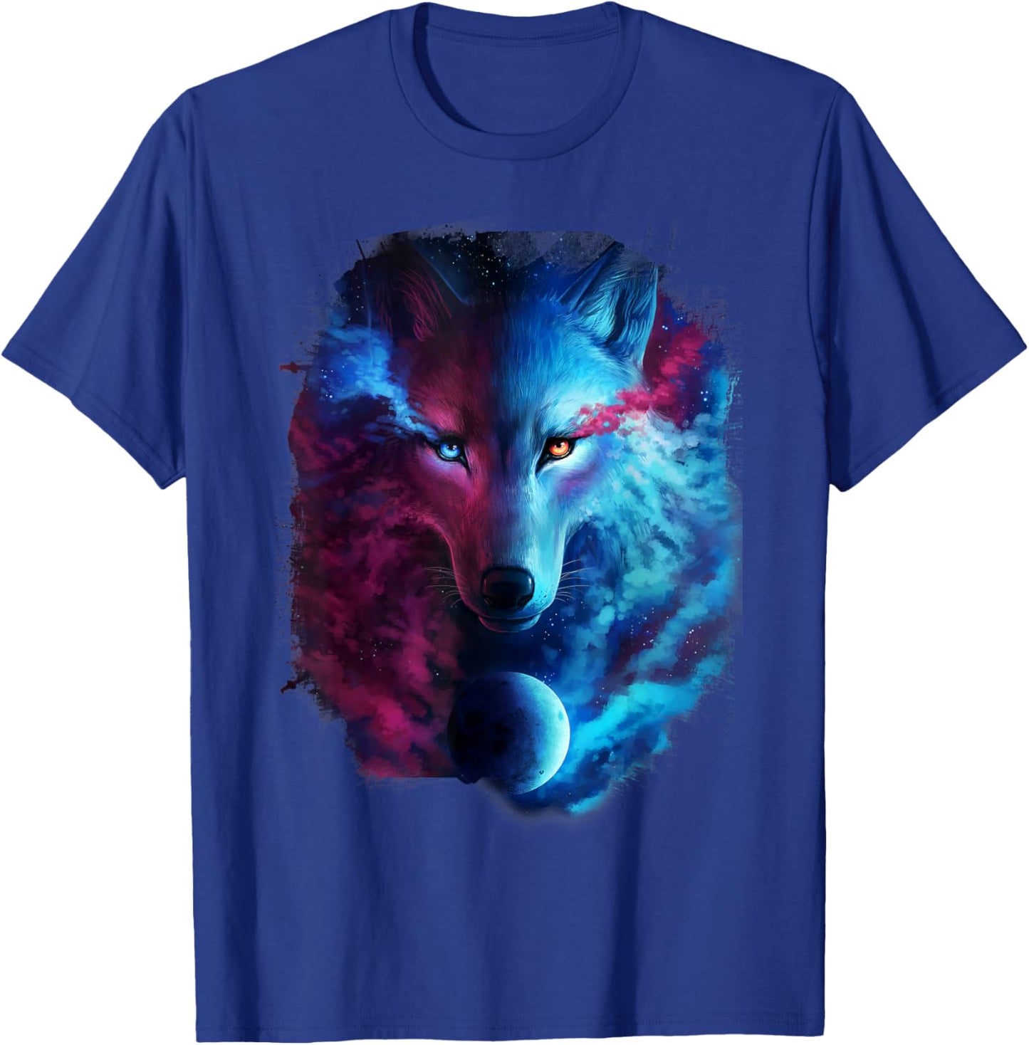 Random Galaxy, Light Dark Wolves, Ice Fire, Wolf T-Shirt - T-Shirt | Royal