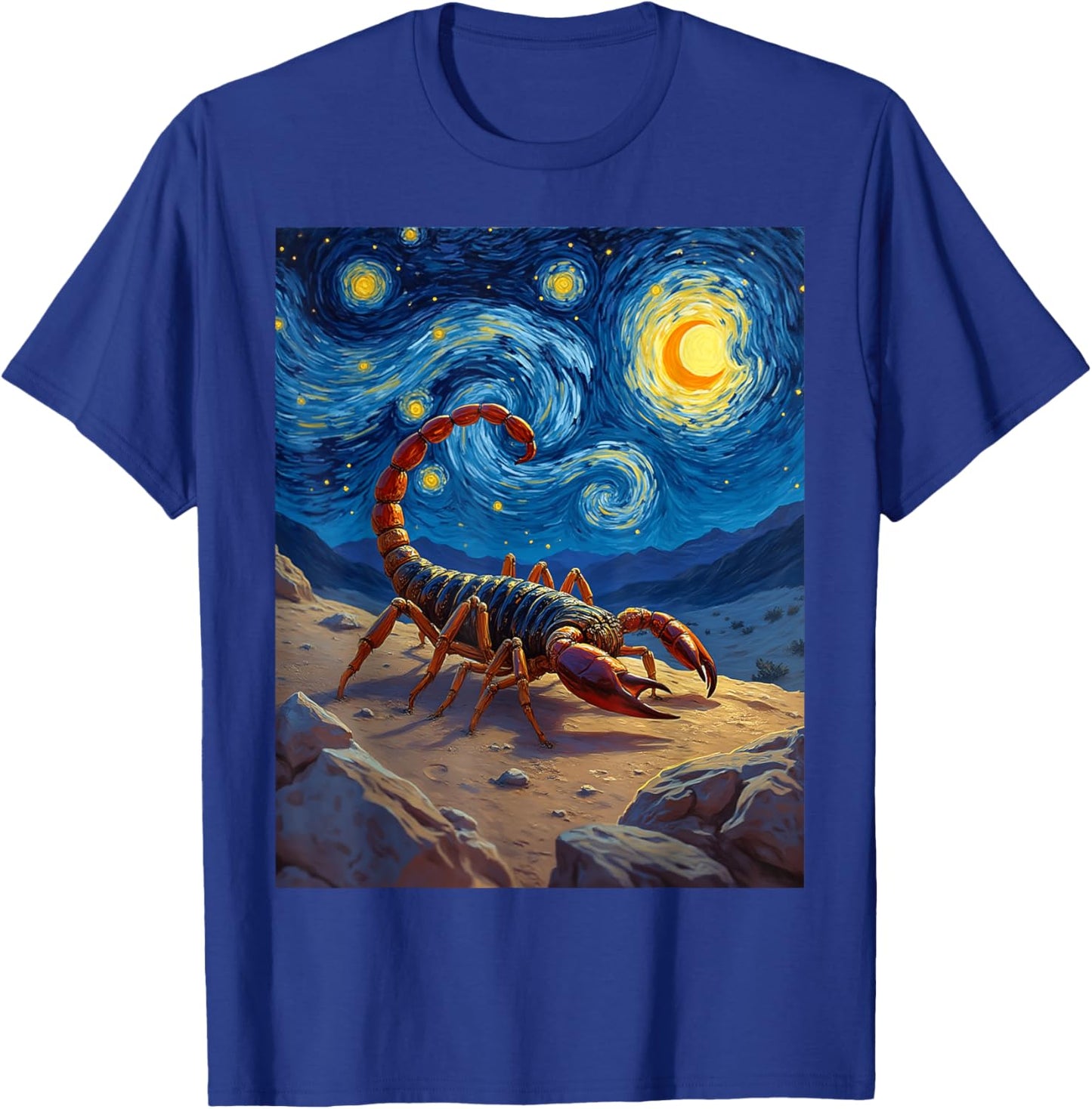Van Gogh's Starry Night Scorpion Desert Stinger Animal T-Shirt - T-Shirt | Royal