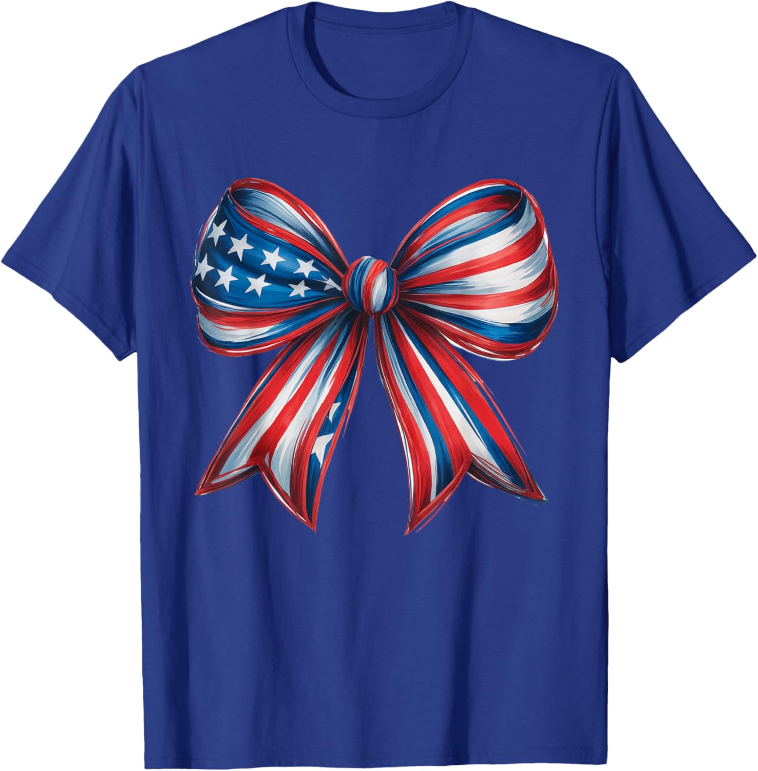 Patriotic 4th of July Coquette Bow Red White Blue Girls Kids T-Shirt - T-Shirt | Royal