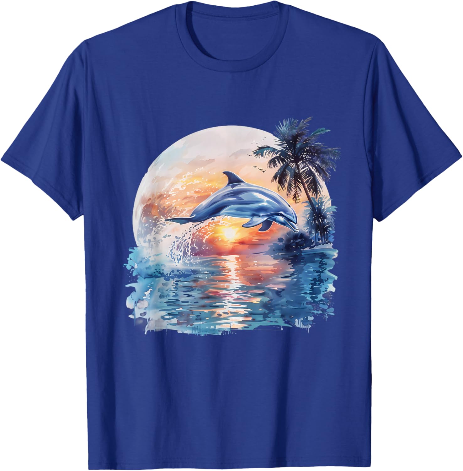 Dolphin Sunset Ocean Sea Dolphin Sea Ocean Animal Lover T-Shirt - T-Shirt | Royal