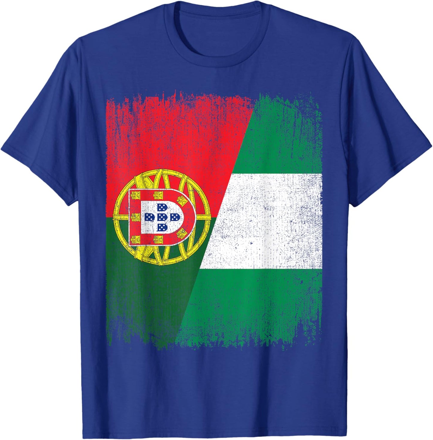 Half Portugal Nigeria Split Flag Portuguese Pride Roots T-Shirt - T-Shirt | Royal