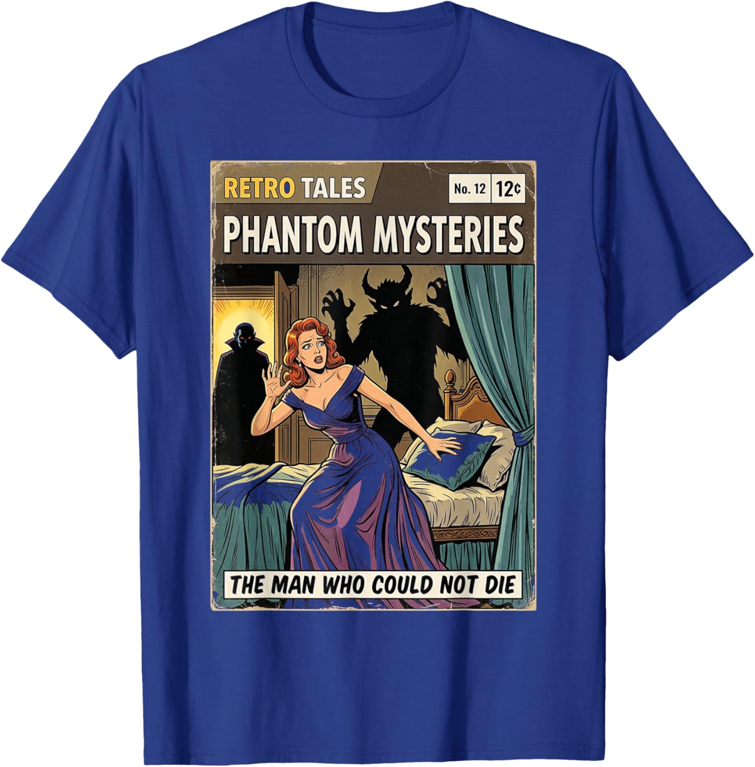 Phantom Mysteries Vintage Horror Comic Book Cover T-Shirt - T-Shirt | Royal