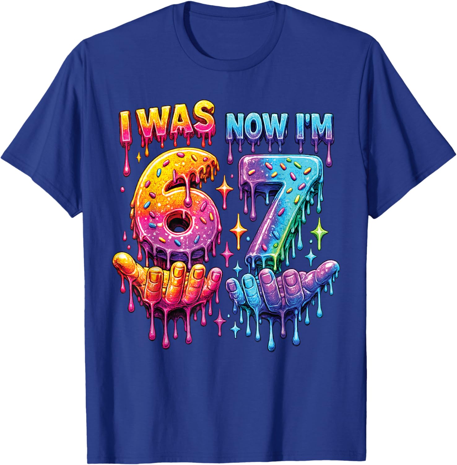 I was 6 Now I'm 7 Birthday Drip Kids Boys 67 Meme 7 Bday T-Shirt - T-Shirt | Royal