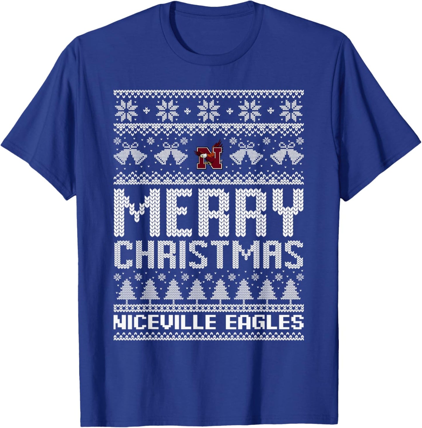 Niceville Eagles Logo Merry Christmas Ugly Sweater HS T-Shirt - T-Shirt | Royal