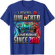 Level 8 Unlocked Awesome Since 2017 8th Birthday Gaming T-Shirt - T-Shirt | Royal