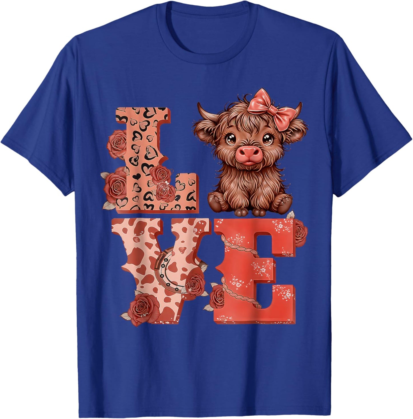 Love Highland Cow Cute T-Shirt - T-Shirt | Royal