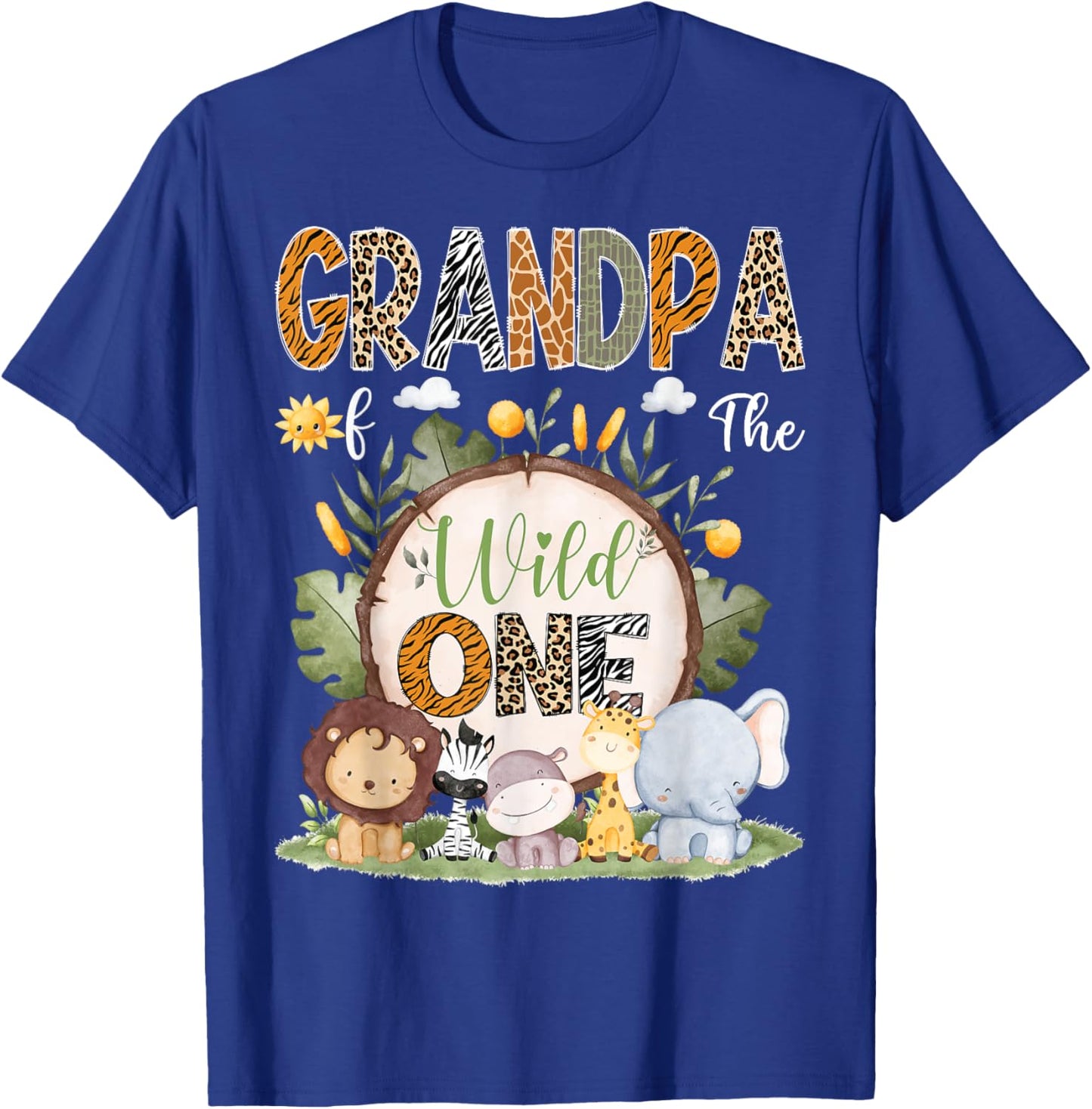 Grandpa Of The Wild One 1St Birthday Kids Safari Woodland T-Shirt - T-Shirt | Royal