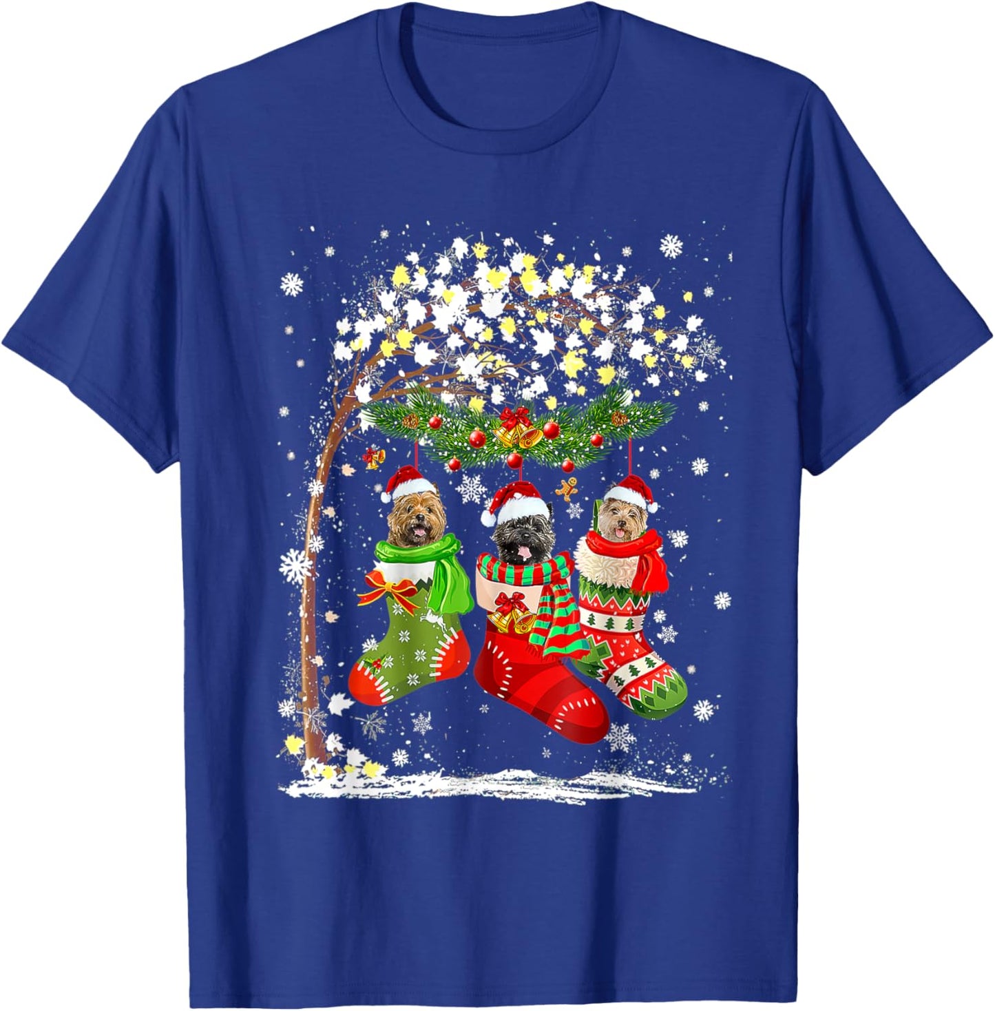 Funny Cairn Terrier Dog Tree Christmas Lights Xmas Pajama T-Shirt - T-Shirt | Royal
