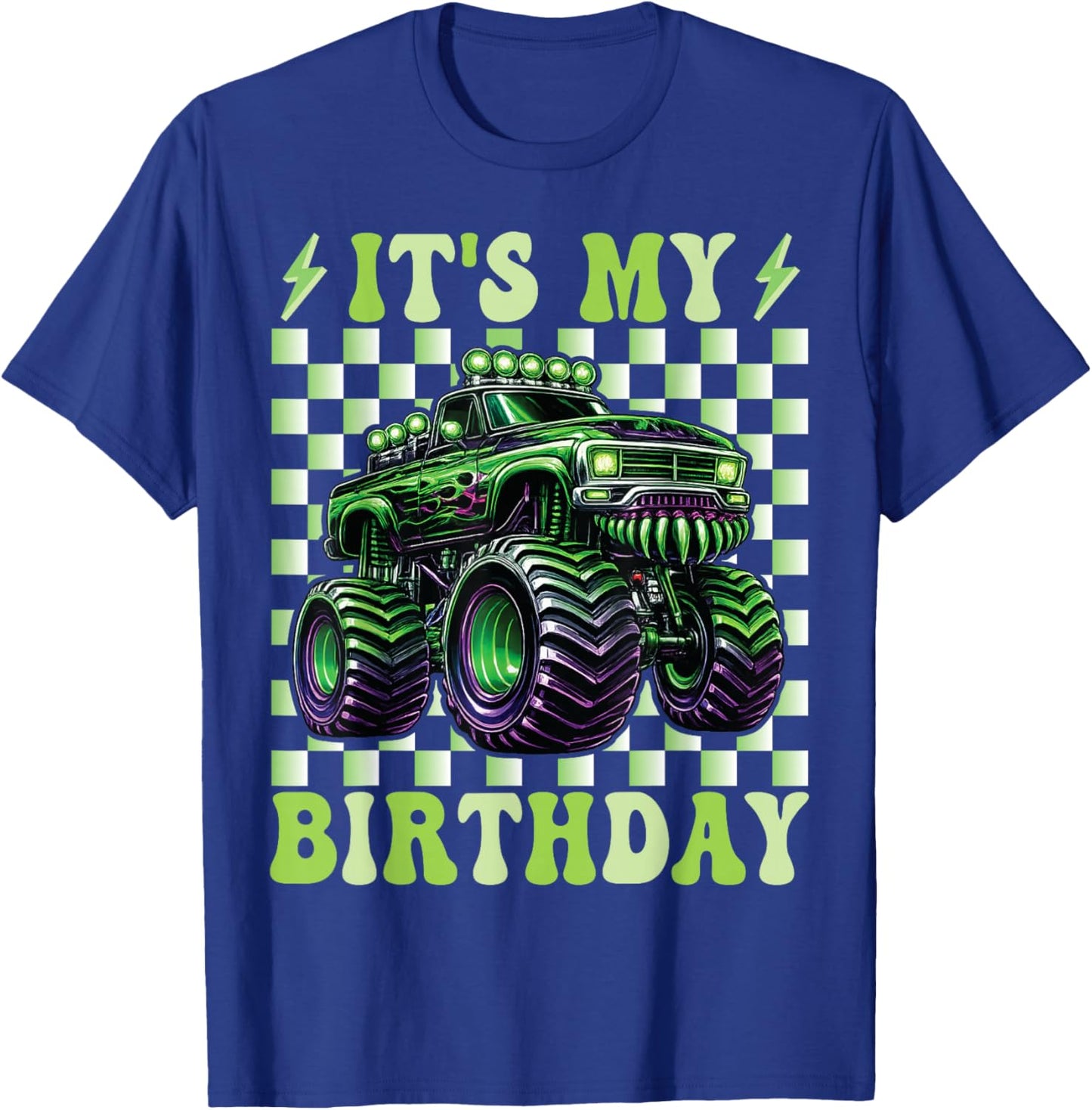 It's My Birthday Boys Monster Truck Bday Party Kids Boy T-Shirt - T-Shirt | Royal