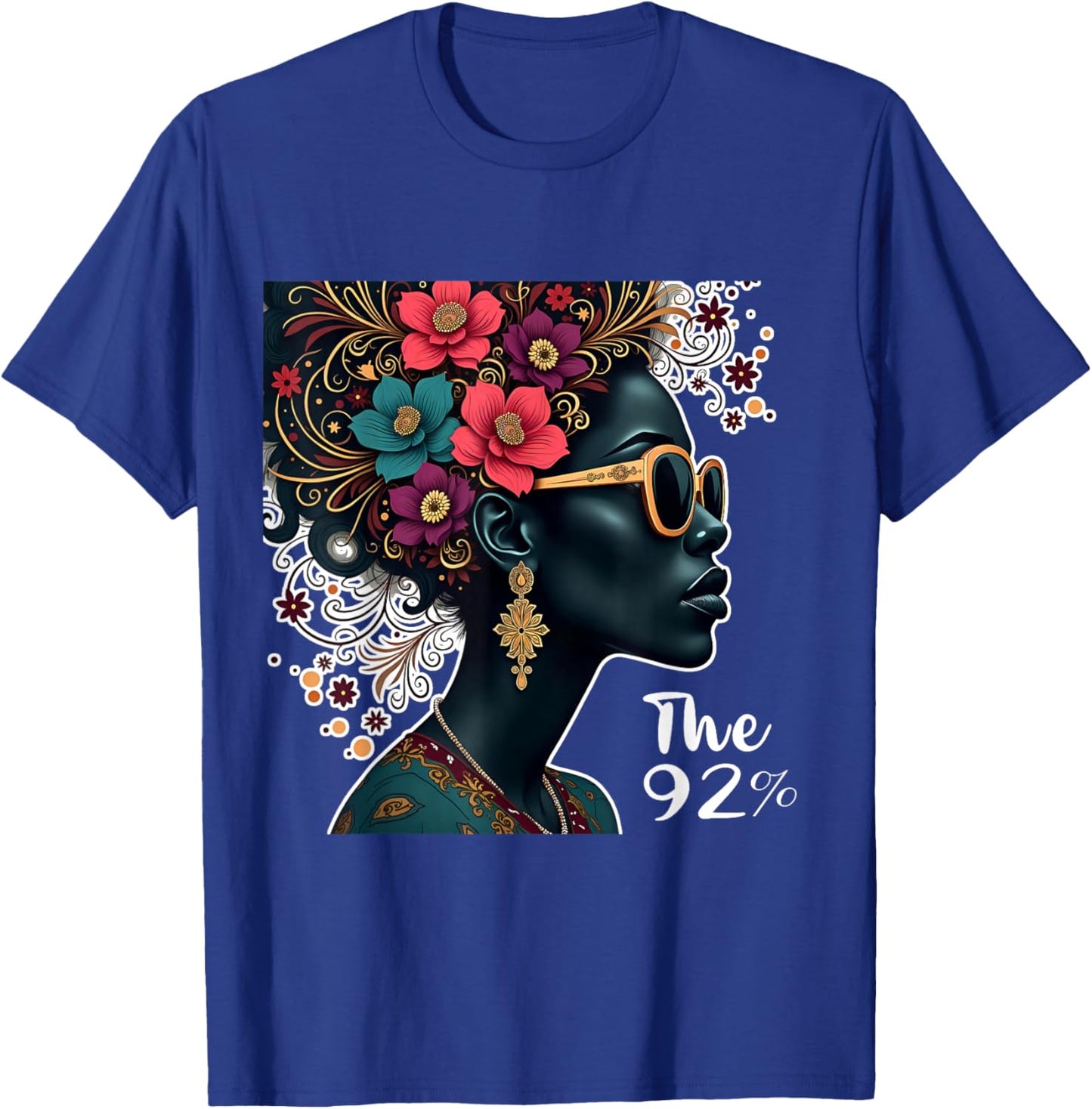 The 92 Percent – The 92 Percent Floral Logo w/ Black Women T-Shirt - T-Shirt | Royal