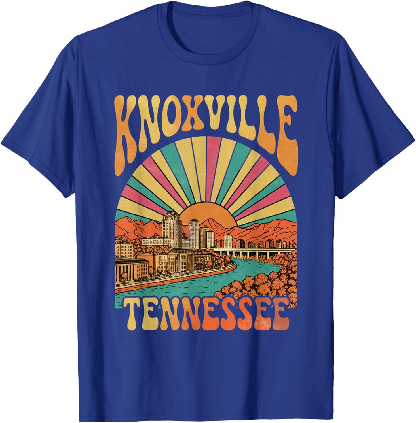 Vintage Knoxville Tennessee Sunset Skyline Cityscape Retro T-Shirt - T-Shirt | Royal