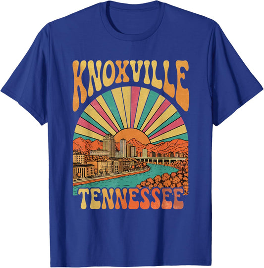 Vintage Knoxville Tennessee Sunset Skyline Cityscape Retro T-Shirt - T-Shirt | Royal