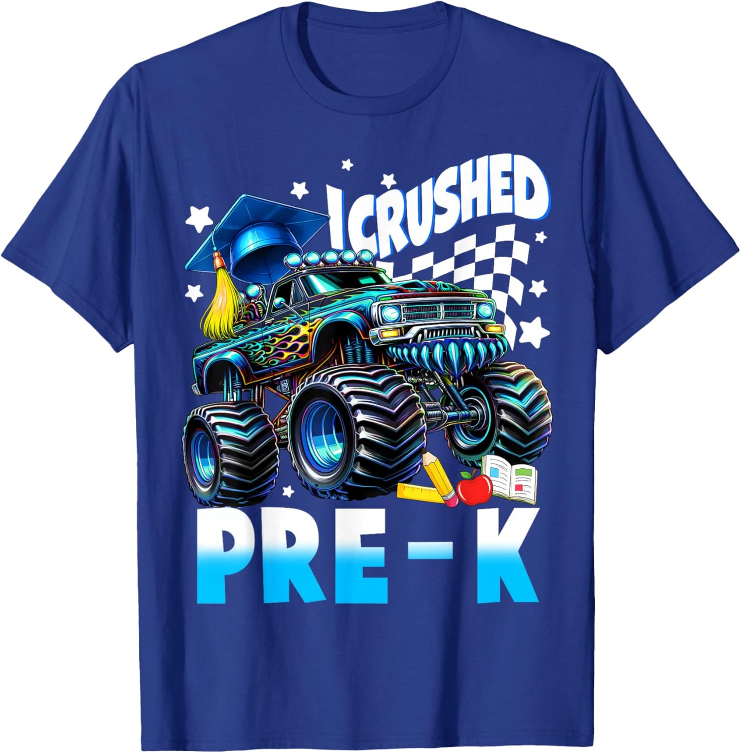 I Crushed Pre-K Monster Truck Graduation Boys Kids Prek T-Shirt - T-Shirt | Royal