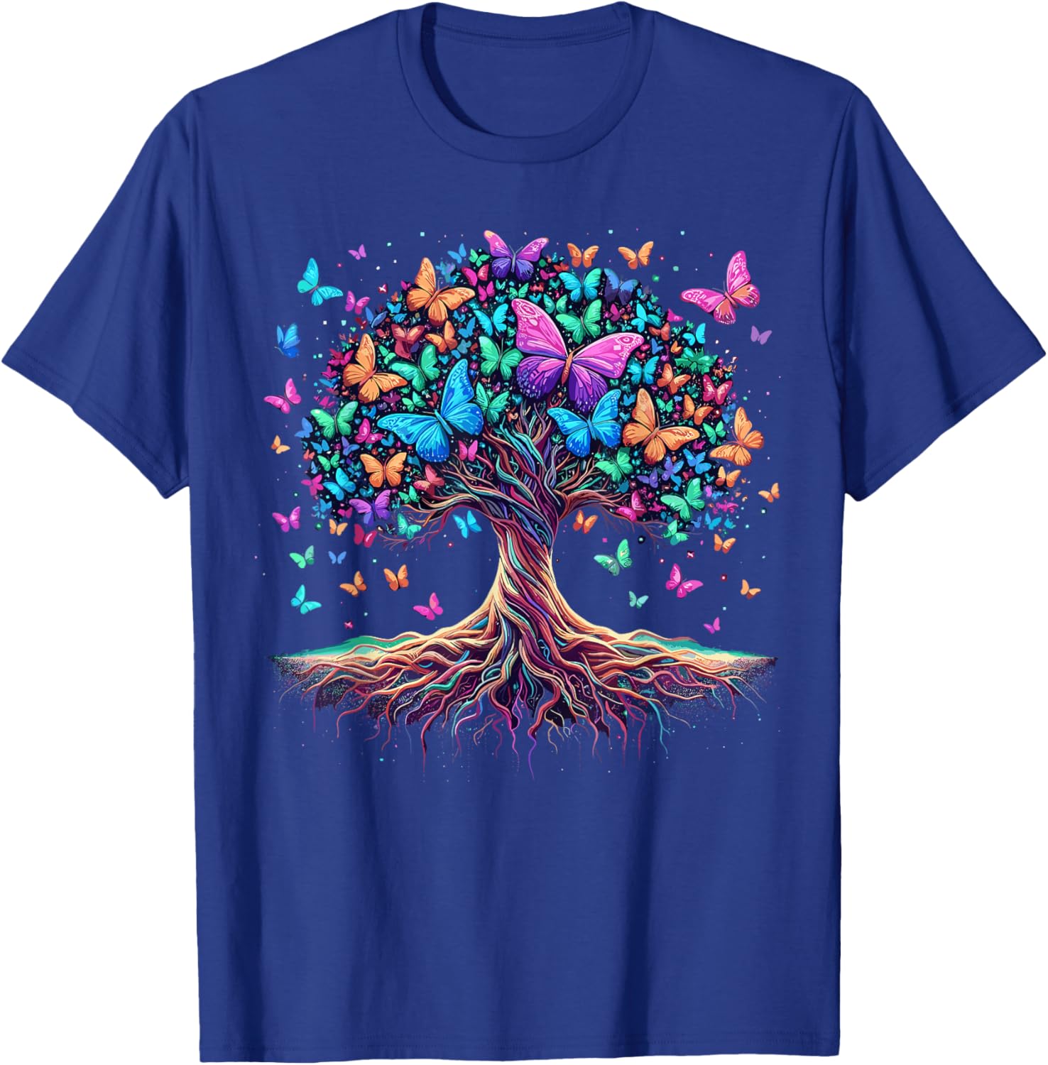Butterfly Tree Nature T-Shirt - T-Shirt | Royal
