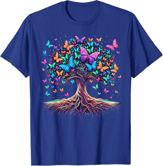 Butterfly Tree Nature T-Shirt - T-Shirt | Royal