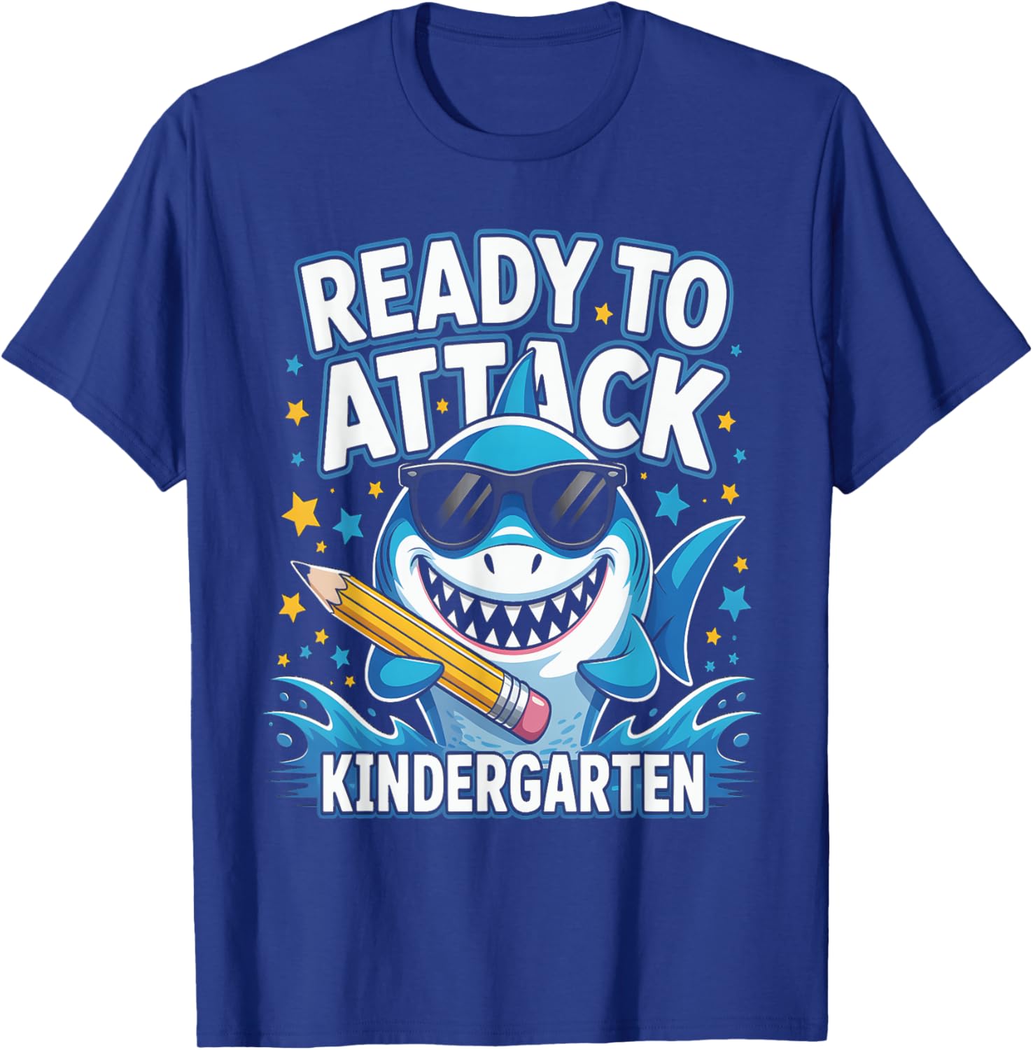 Ready to Attack Kindergarten Shark First Day of School Boys T-Shirt - T-Shirt | Royal