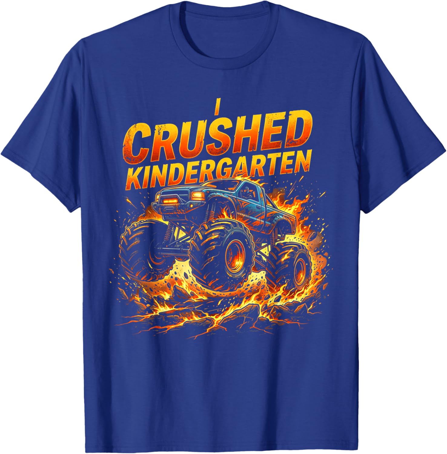 I Crushed Kindergarten Monster Truck Graduation Boys T-Shirt - T-Shirt | Royal