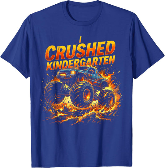 I Crushed Kindergarten Monster Truck Graduation Boys T-Shirt - T-Shirt | Royal