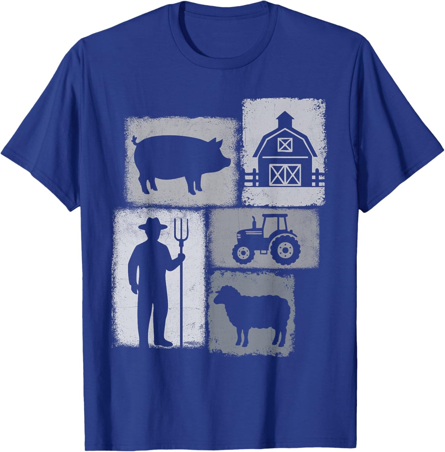 Farmer Vintage Collage Farming Rancher Cowboy Farm Owner T-Shirt - T-Shirt | Royal