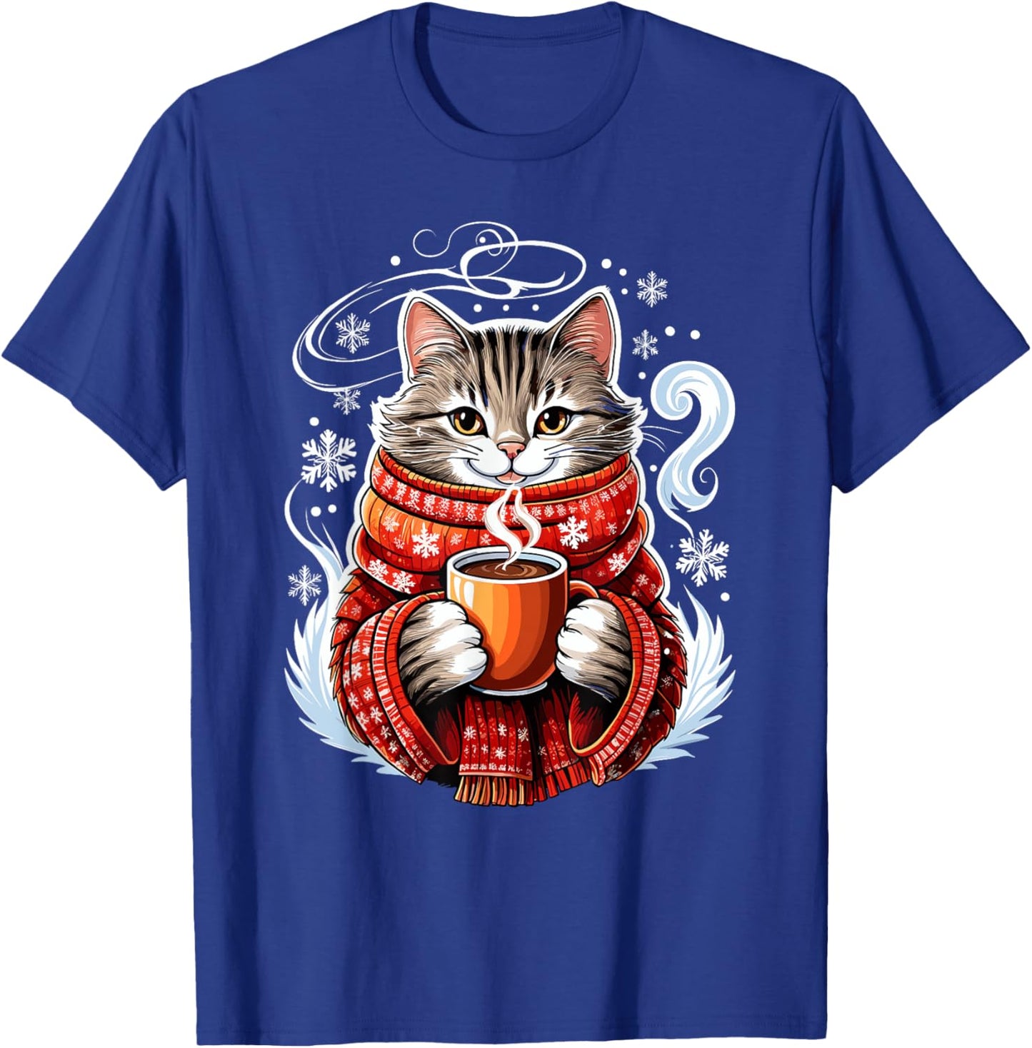 Cozy Cat Fun Winter Design T-Shirt - T-Shirt | Royal