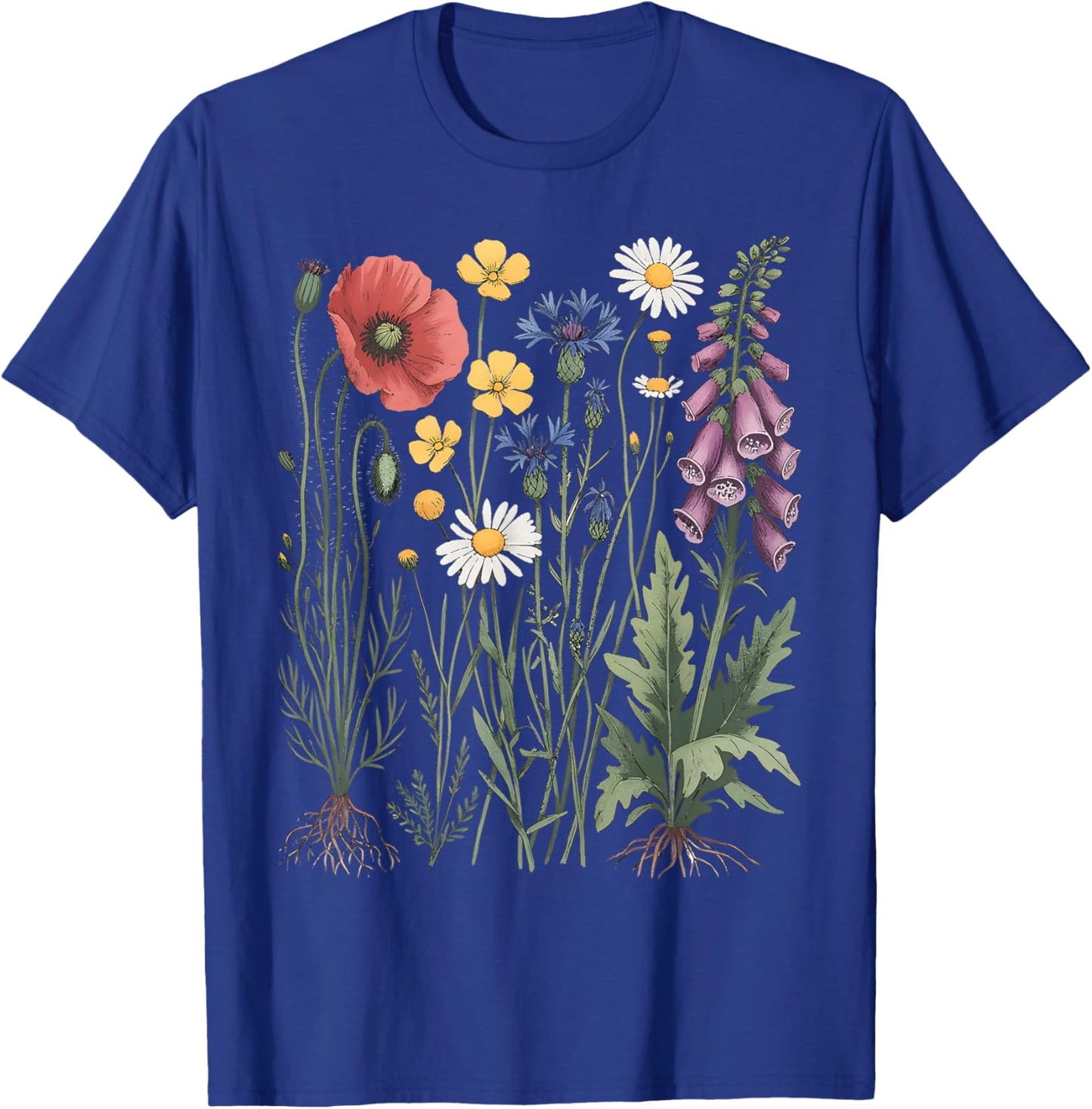 Vintage Wildflower Graphic Floral Gardening Women T-Shirt - T-Shirt | Royal