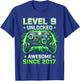 Level 9 Unlocked Awesome Since 2017 9th Birthday Boy Gamer T-Shirt - T-Shirt | Royal