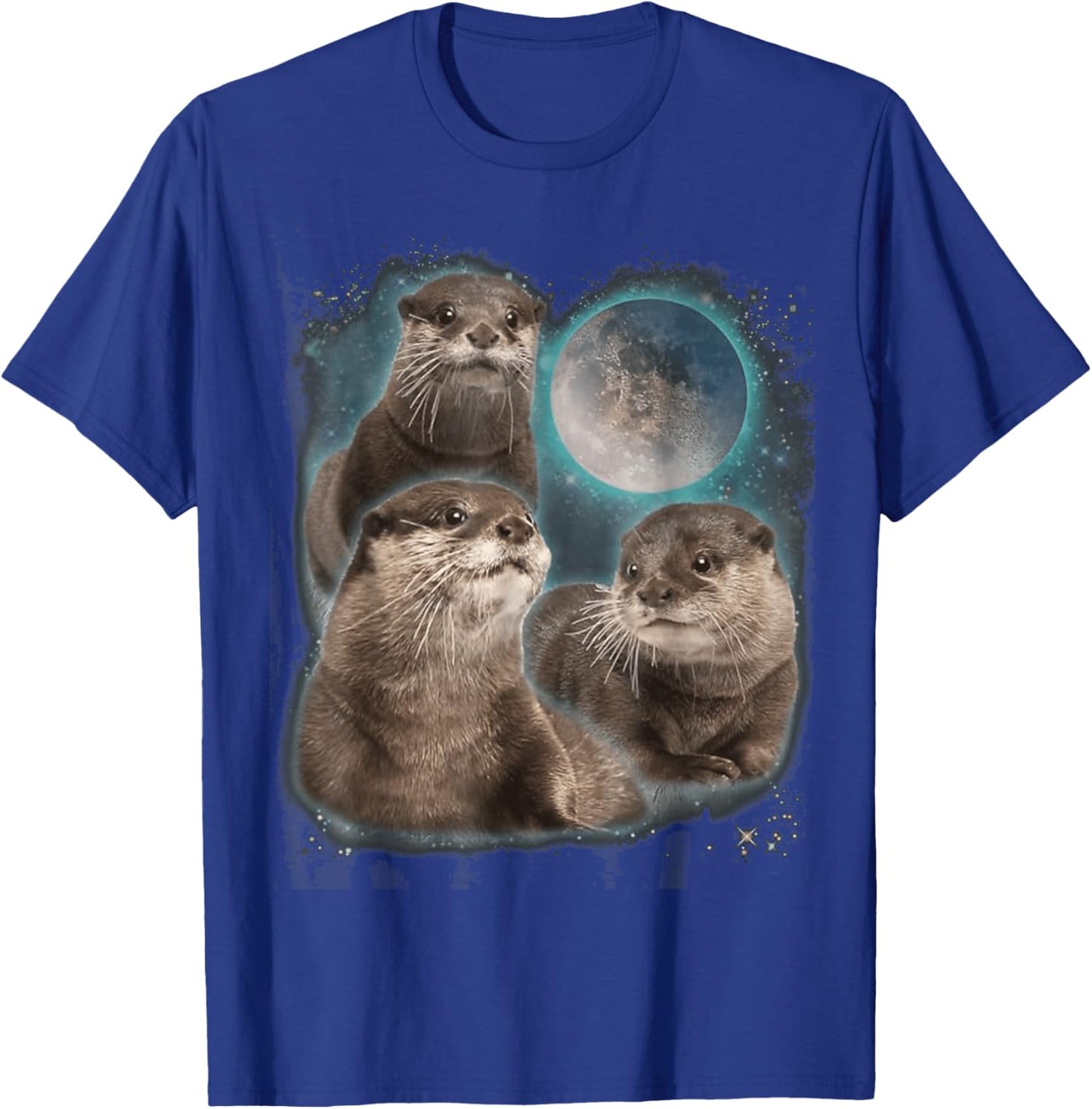 Three Otters Moon Howling T-Shirt - T-Shirt | Royal