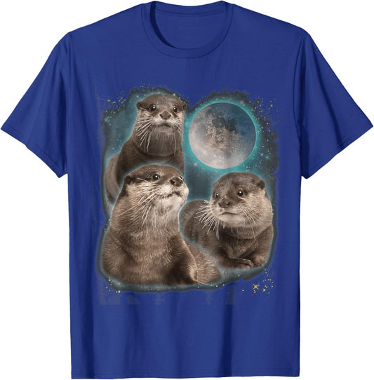 Three Otters Moon Howling T-Shirt - T-Shirt | Royal