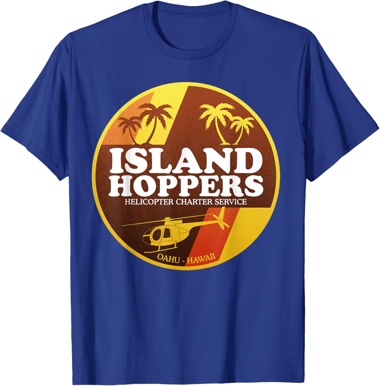 Island Helicopter Charter Service Hoppers 1980 T-Shirt - T-Shirt | Royal