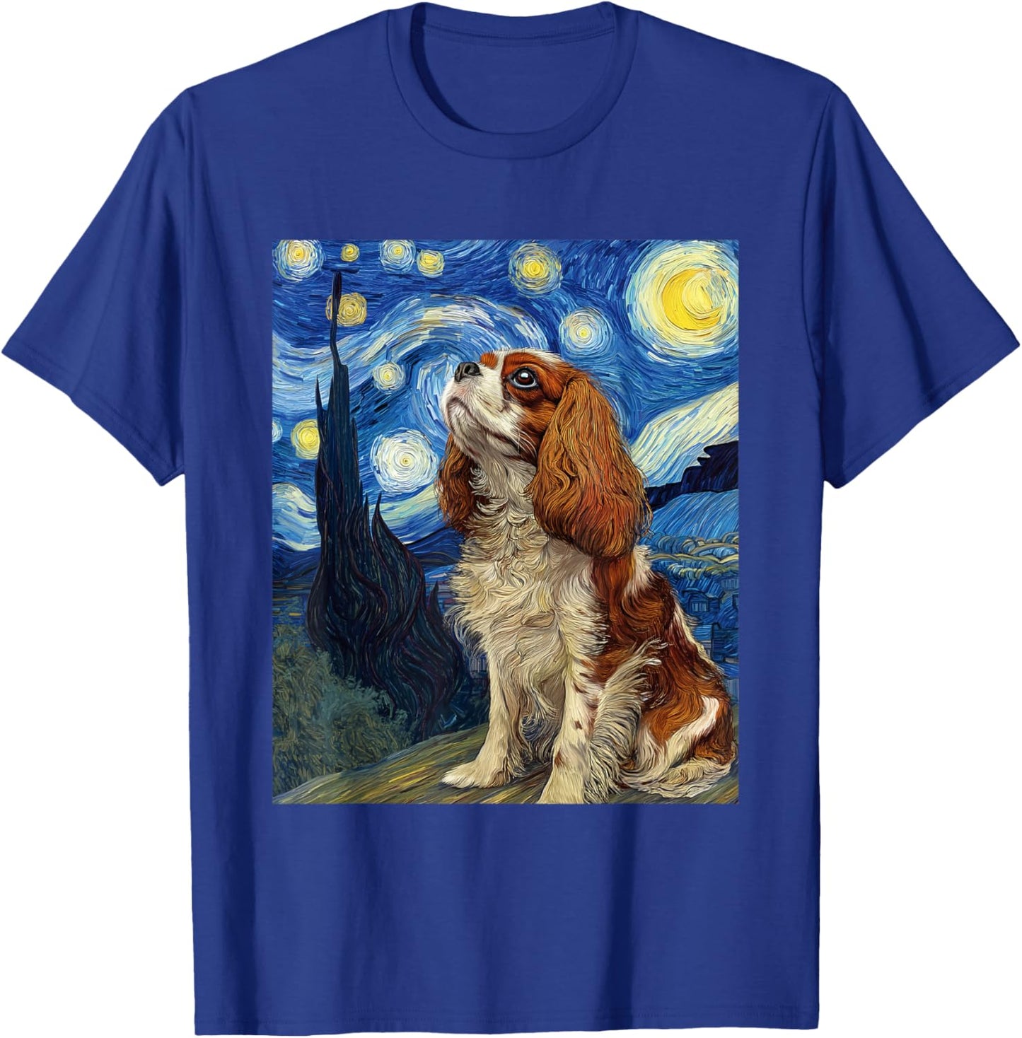 Cavalier King Charles Spaniel Dog Van Gogh Starry Night T-Shirt - T-Shirt | Royal