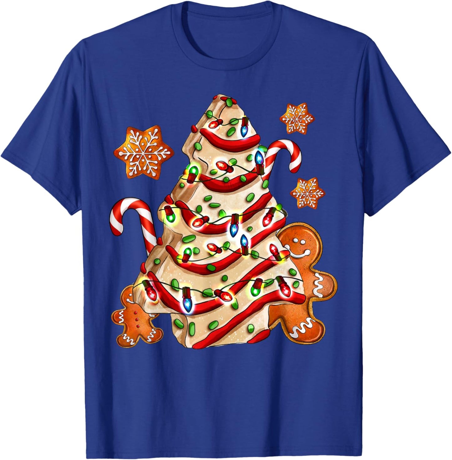 Christmas Tree Cakes Debbie And Gingerbread Cookies Pajamas T-Shirt - T-Shirt | Royal