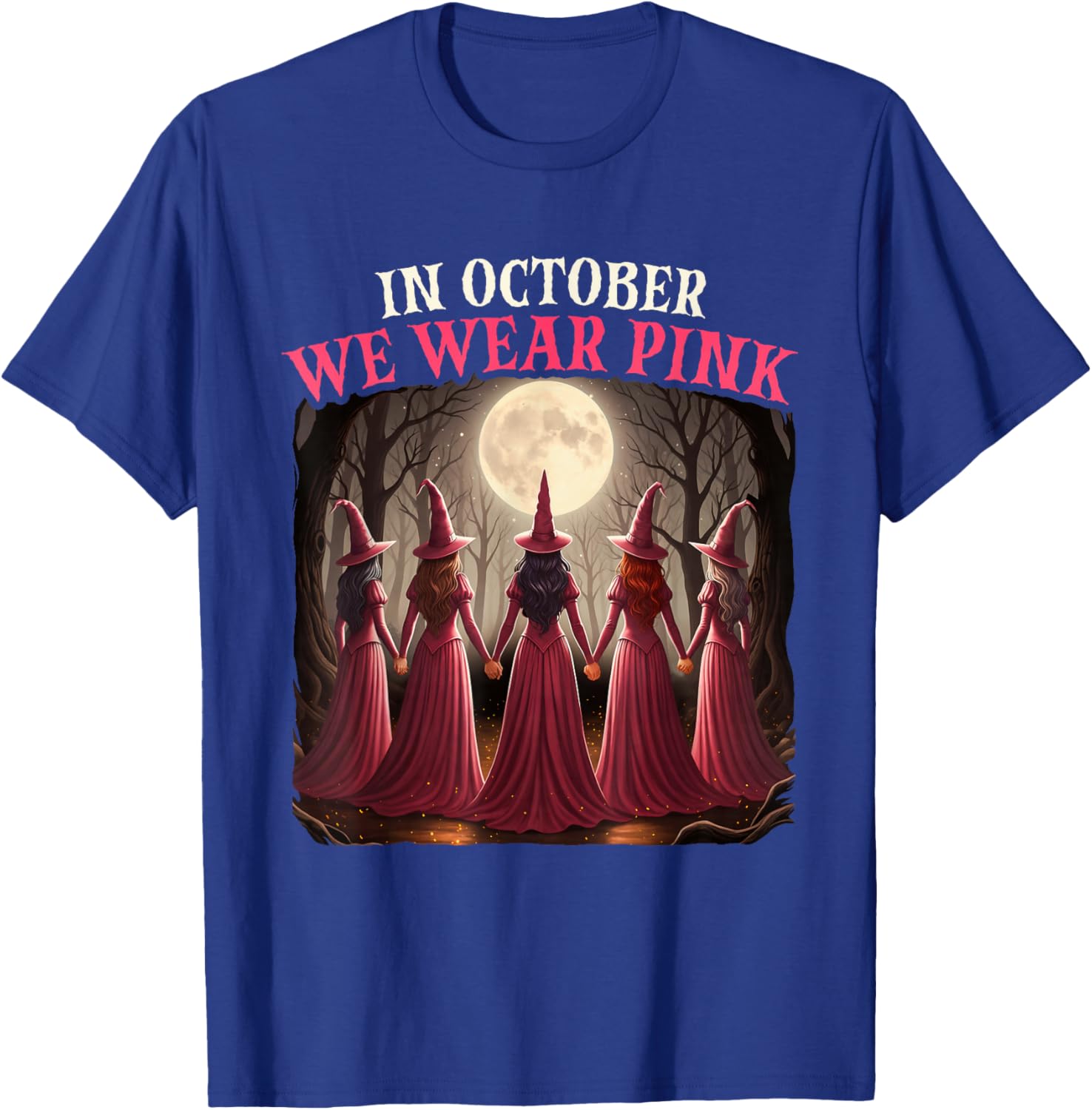 in October We Wear Pink - Halloween Breast Cancer Awerness T-Shirt - T-Shirt | Royal