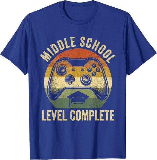 Middle School Graduation Level Complete Video Gamer Senior T-Shirt - T-Shirt | Royal