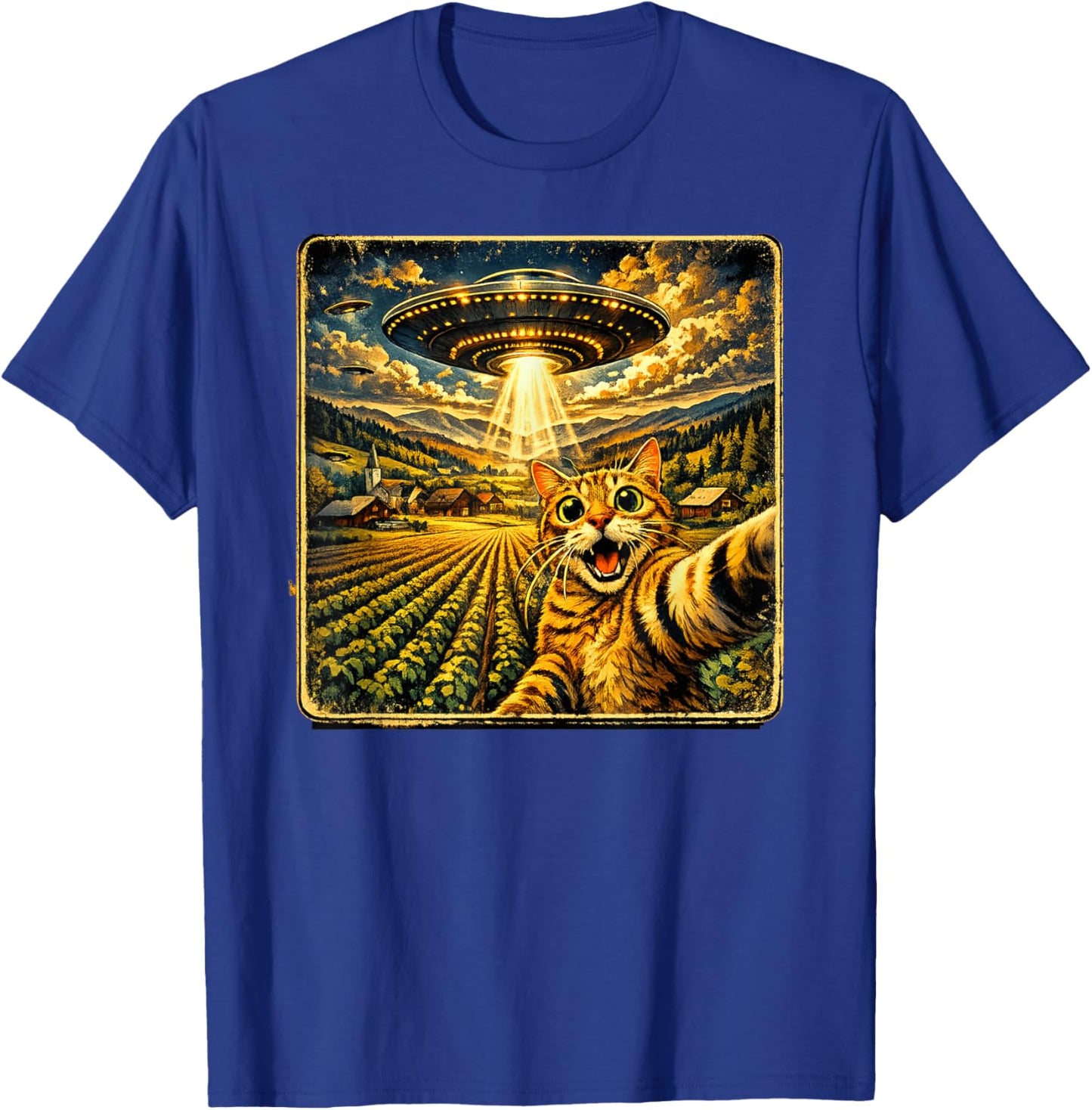 Funny Cat Selfie Alien T-Shirt - T-Shirt | Royal