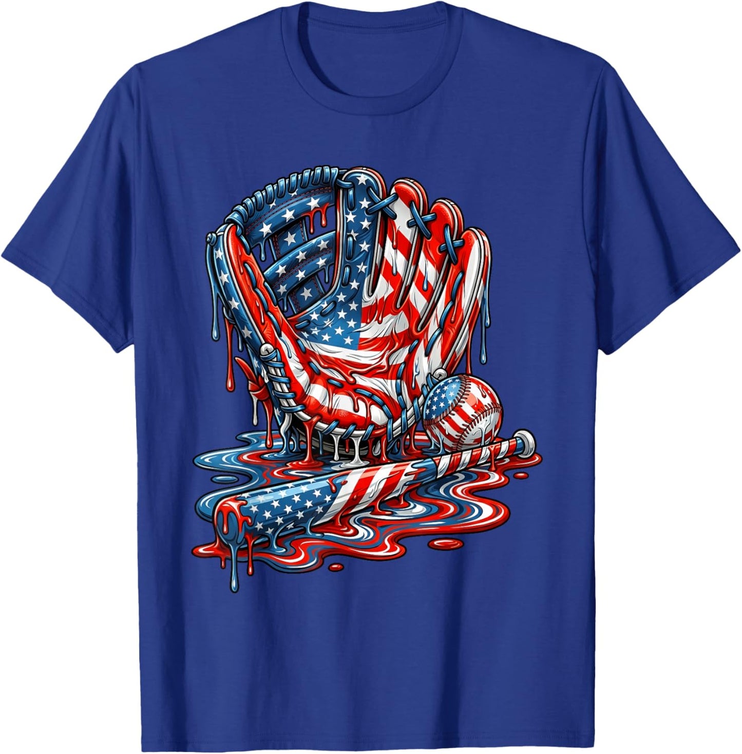 Baseball Drip American Patriotic 4th of July Boys Kids Youth T-Shirt - T-Shirt | Royal