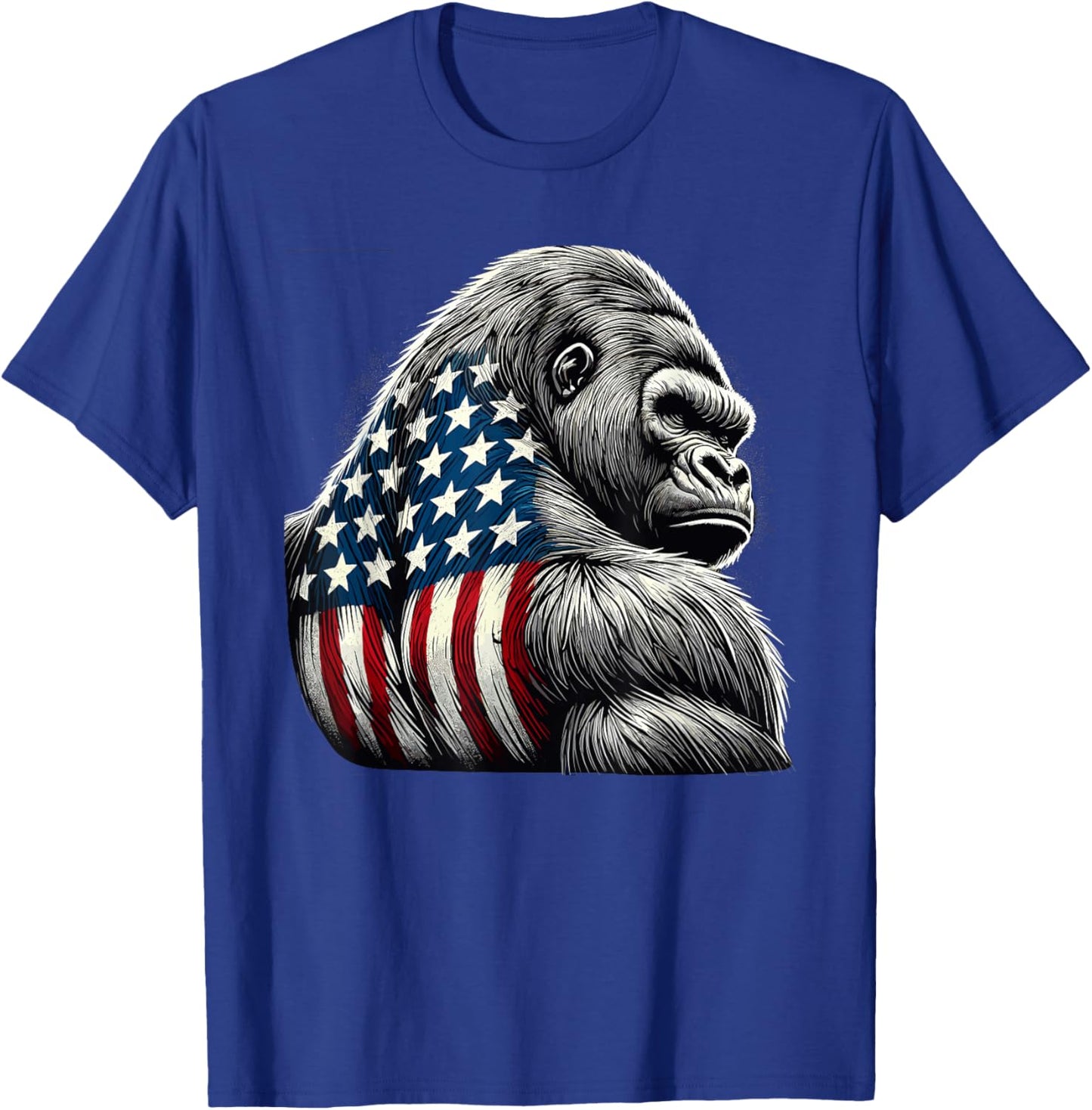 Patriotic Gorilla American USA Flag Gorilla Monkey Lovers T-Shirt - T-Shirt | Royal