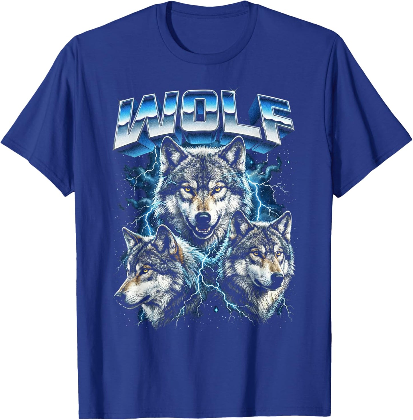 Loup Vintage années 80 rétro drôle Loup Faune Sauvage années 90 Hommes Femmes T-Shirt - T-Shirt | Royal