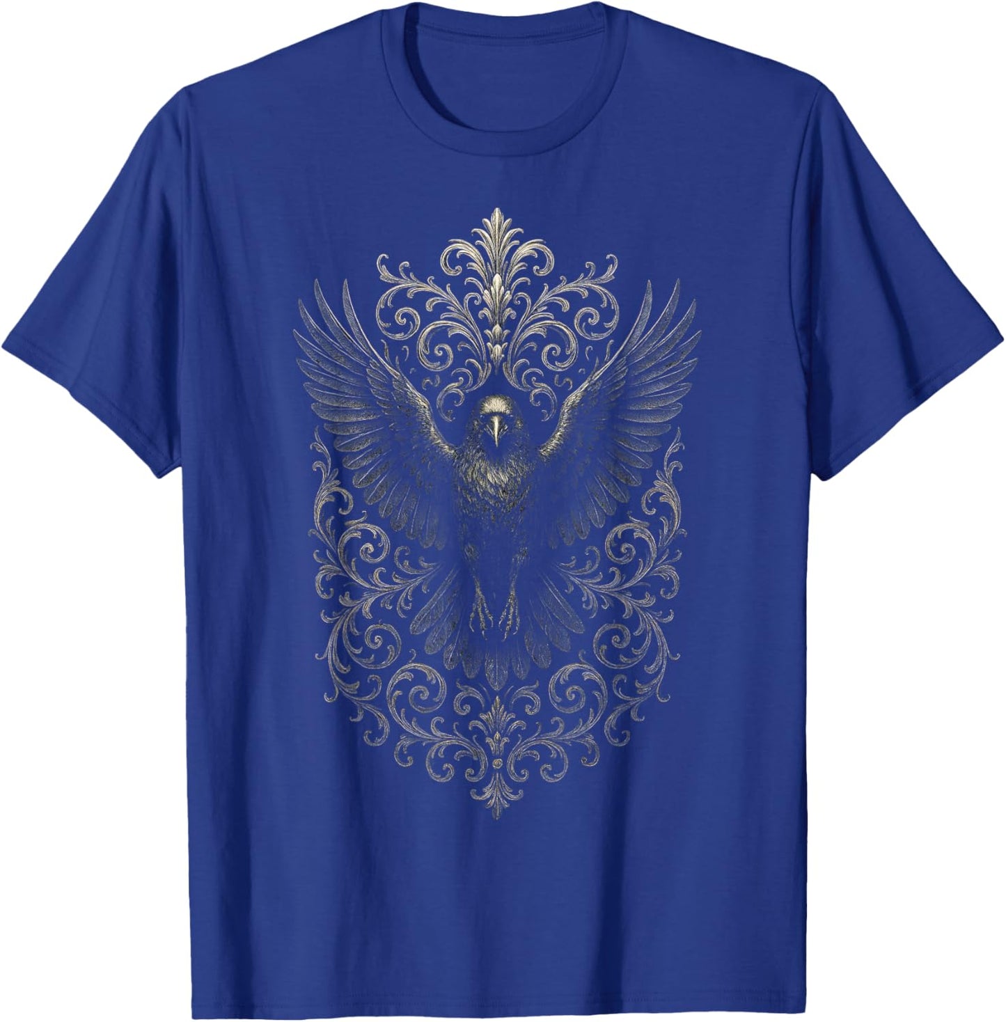 Intricate Raven - Gothic Punk Retro Art T-Shirt - T-Shirt | Royal