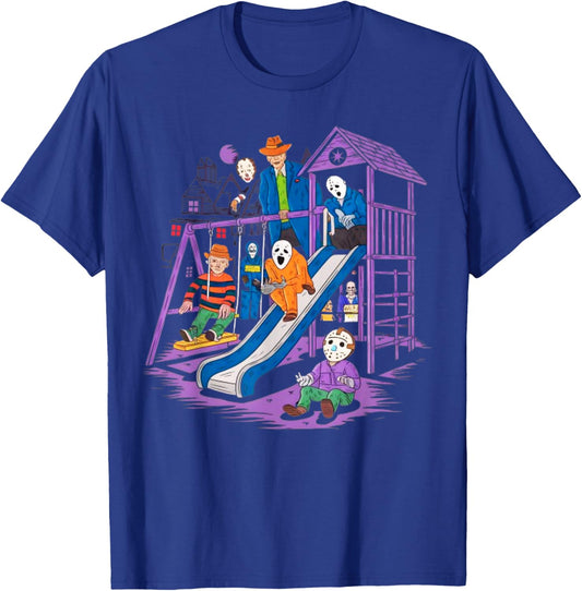 Horror Clubhouse In Park Halloween 2025 Costume Present T-Shirt - T-Shirt | Royal