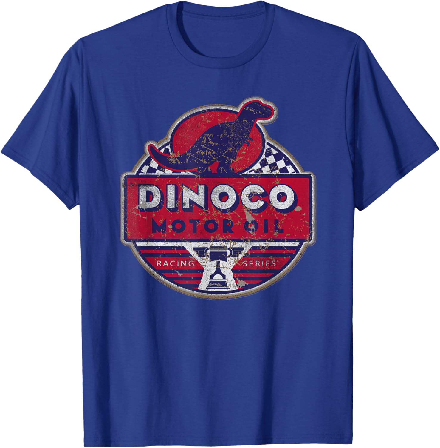 Disney Pixar Cars Dinoco Motor Oil Faded Sign T-Shirt - T-Shirt | Royal