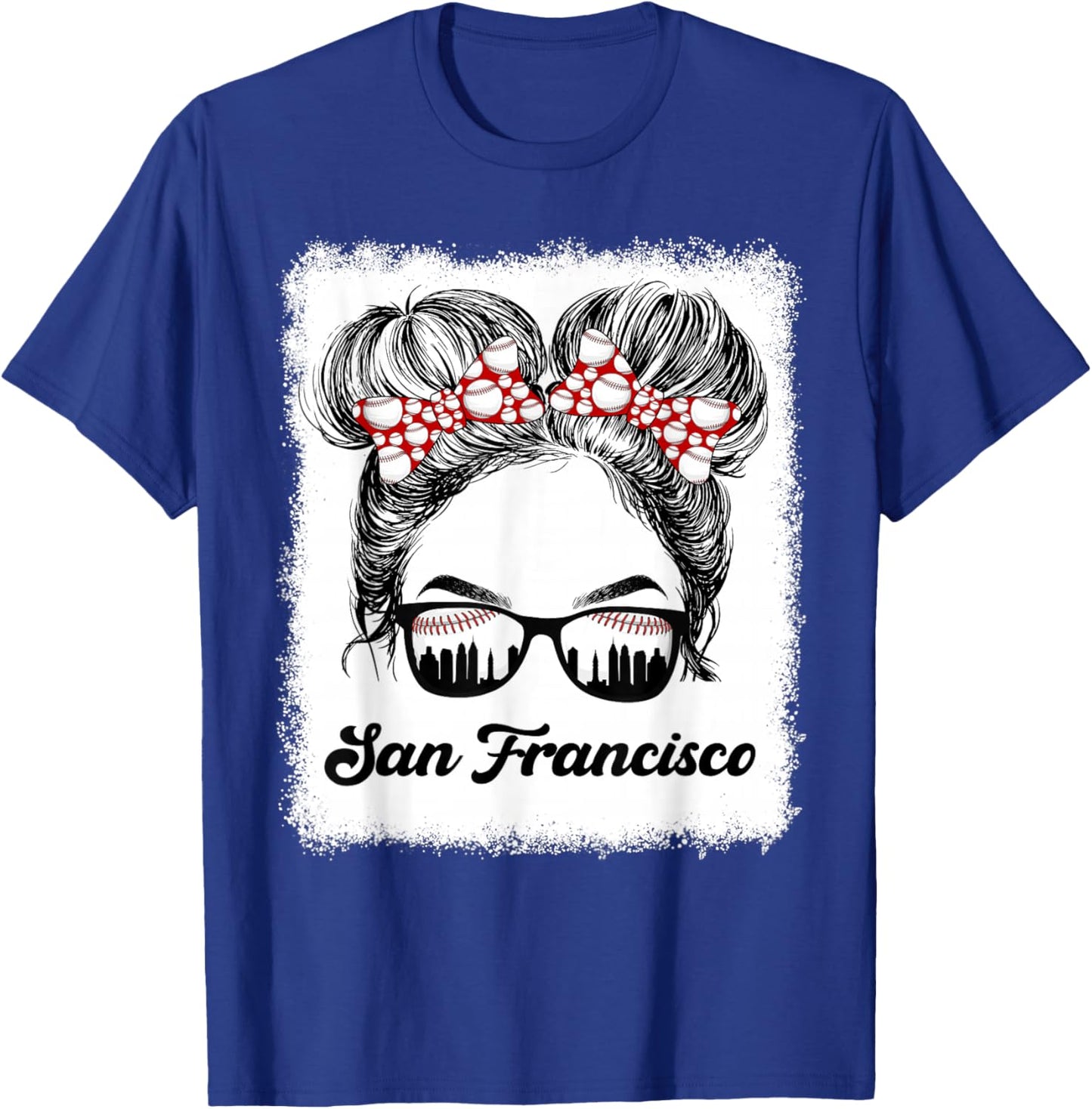 San Francisco Retro Baseball Messy Bun Girl Met At Game Day T-Shirt - T-Shirt | Royal