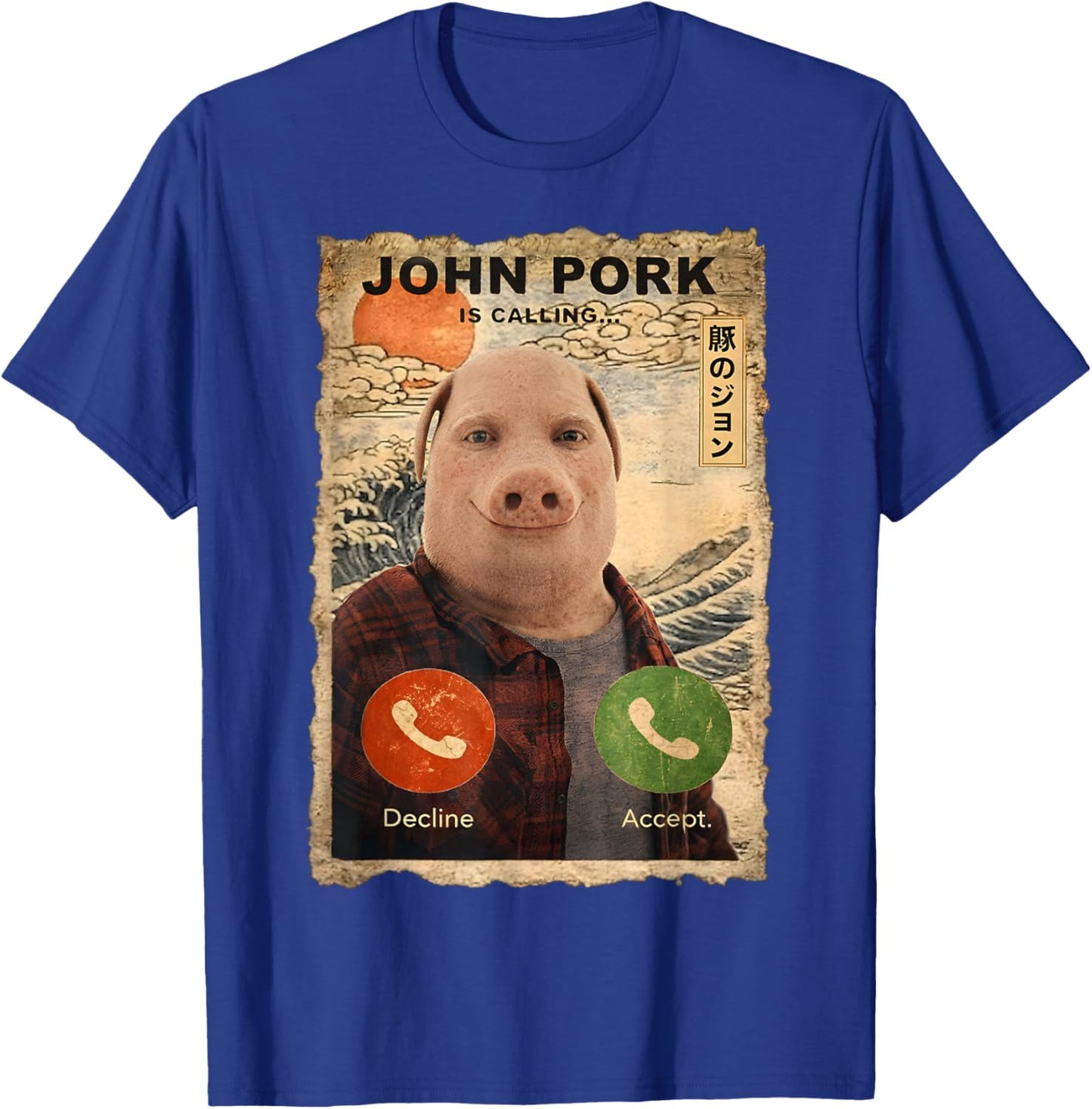 John Pork Funny Answer Call Phone Brainrot Gifts for Kid Boy T-Shirt - T-Shirt | Royal