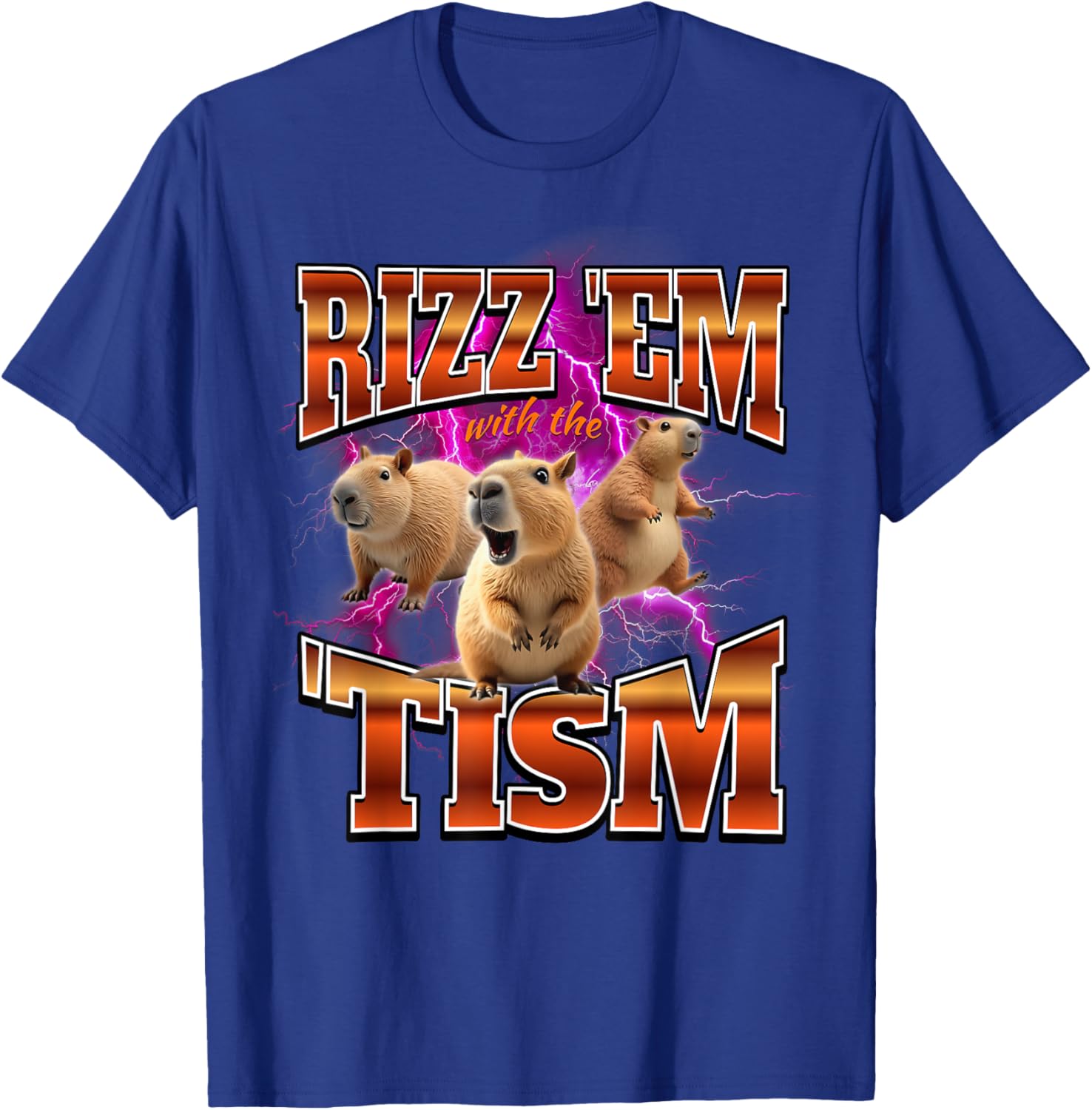Autism Capybara Rizz Em With The Tism Brainrot Funny Meme T-Shirt - T-Shirt | Royal