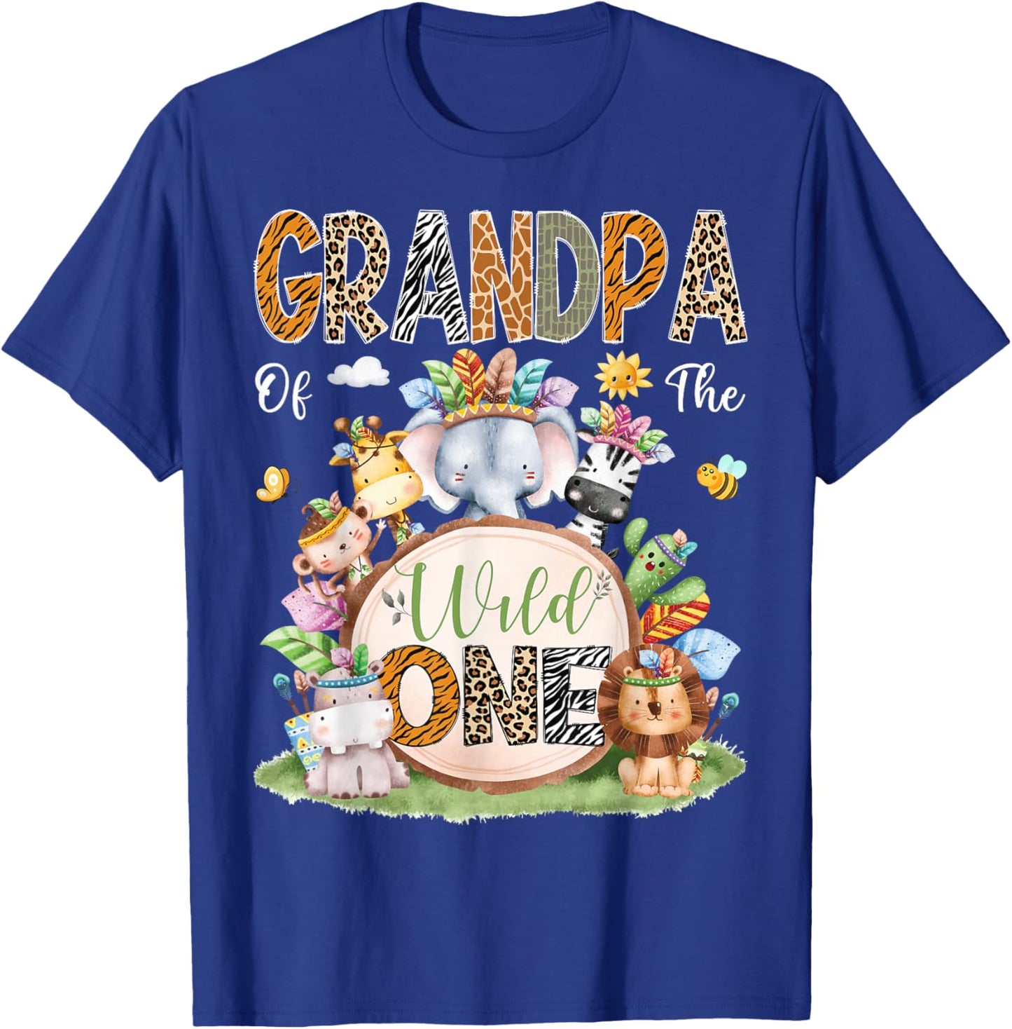 Grandpa Of The Wild One Safari Tribal Animal 1St Birthday T-Shirt - T-Shirt | Royal