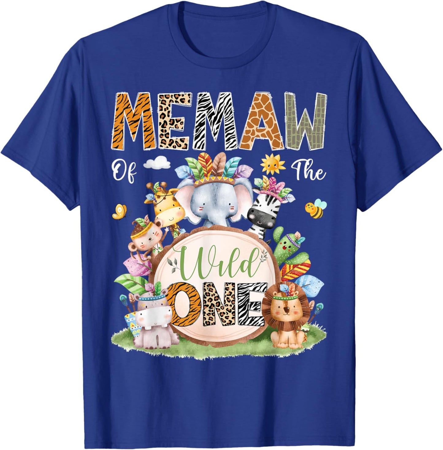 Memaw Of The Wild One Safari Tribal Animal 1St Birthday T-Shirt - T-Shirt | Royal