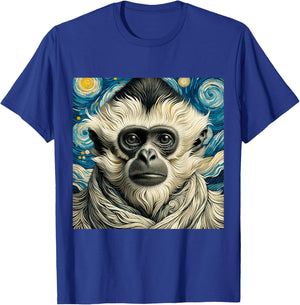 Vincent Van Gogh Shirt Monkey Yunnan White-Handed Gibbon Art T-Shirt - T-Shirt | Royal